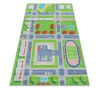Bambino 2624 Tapis Enfant avec Motif «Ville, Rues» - Lavable, Antidérapant, Vert/Gris 140x200 cm