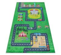 Bambino 2660 Tapis Enfant avec Motif «Ville, Rues» - Lavable, Antidérapant, Vert/Gris 120x170 cm