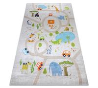 Bambino 50230 Tapis Enfant avec Motif «Zoo, Rues» - Lavable, Antidérapant, Beige/Vert 80x150 cm