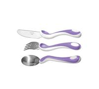 Bambino Eat like a pro! Toddler cutlery set Violet, Blanc Polypropylene (PP), Acier inoxydable, Élastomère thermoplastique (TPE)