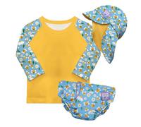 Bambino Mio Anti-UV UPF 40+ Ensemble de bain pour bébé (ABEILLES FÉÉRIQUES & 6 à 12 mois), avec couche de bain réutilisable et t-shirt de bain avec protection solaire