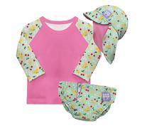 Bambino Mio Anti-UV UPF 40+ Ensemble de bain pour bébé (FRUIT JUTEUX & 6 à 12 mois), avec couche de bain réutilisable et t-shirt de bain avec protection solaire