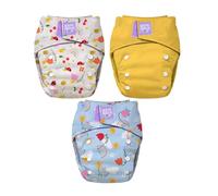 Bambino Mio Couche Lavable Révolutionnaire - Lot de 3 couches tout-en-un évolutives dès la naissance (FÊTE AU JARDIN) | Comprend 3 inserts en bambou | convient aux nouveau-nés et aux tout-petits