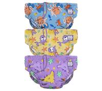 Bambino Mio, Lot de 3 Couche de bain Lavable Révolutionnaire, (Amis de la plage) pour bébés et tout-petits, unisexe, pour garçons et filles, (1-2 ans)