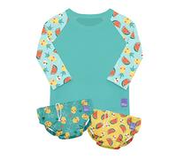 Bambino Mio, Maillot de bain, 2 couches et 1 t-shirt anti-uv bébé, protection solaire UPF40+, pour bébés et tout-petits, tropical, m (6-12 mois)