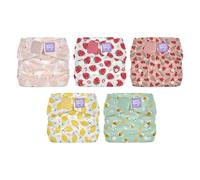 Bambino Mio Miosolo Classic All-in-One Lot de 5 couches lavables en tissu Taille unique avec boutons-pression réglables, absorbantes et réutilisables