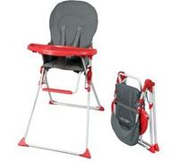 Bambisol Chaise Haute Bébé Pliable Fixe Ultra Compacte et Légère Gris Rouge Gris Rouge G