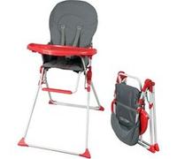 Bambisol Chaise Haute Bébé Pliable Fixe Ultra Compacte et Légère Gris Rouge Gris Rouge G