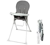 Bambisol - Chaise Haute Bébé Pliable - Ultra Compacte et Légère (4,7kg) - Tablette Amovible Réglable - Pliable Facile - Nettoyage Facile - Sécuritaire - Bébé jusqu'à 3 ans et/ou 15 kg - Grise