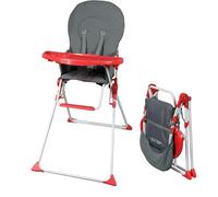 Bambisol Chaise Haute Bébé Pliable Ultra Compacte et Légère - Rouge | Chaise haute de voyage 4,7 kg, poignée de transport, tablette amovible réglable, assise plastifiée, jusqu'à 3 ans