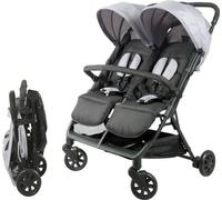 Bambisol - DS209 GRIS NOIR - Poussette Double Cote a Cote | Pour Jumeaux des la Naissance, Pliage Ultra-Compact | Noir Gris