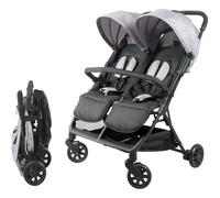 Bambisol - Ds209 Gris Noir - Poussette Double Cote A Cote Pour Jumeaux Des La Naissance, Pliage Ultra-Compact Noir Gris Gris