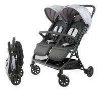 Bambisol Poussette Double Côte à Côte | Idéale pour Jumeaux dès Naissance avec Pliage Ultra-Compact | Coloris Noir et Gris