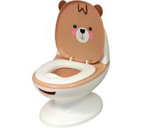 Bambisol - Pot Éducatif Bébé, Mini Toilettes avec Chasse d’Eau Sonore, Cuvette Amovible, Protection Anti-Projection, Compartiment Lingettes - Dès 12 Mois (20 kg max) - Marron