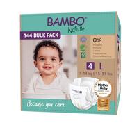 Bambo Nature – Couches éco-conçues T4 7-14 kg, Carton 144 unités (6x24), emballage papier Kraft