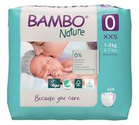 Bambo Nature Lot de 24 couches écologiques de qualité supérieure, taille 0 (1-3 kg) - XXS
