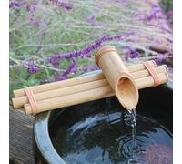Bamboo Accents Kit de Fontaine à Eau Zen - Fontaine Extérieure/Intérieure à Trois Bras en Bambou Résistant aux Fissures pour Oasis DIY - pour Grands Contenants (Bol Non Inclus) (Trois Bras 30 cm)