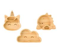 bamboo bamboo ® Assiette bébé - Assiette enfant et Bambou pour Bébés | Non-toxique | Frais au toucher | Idéale pour Sevrage dirigé par Bébé (Licorne, Nuage, Dinosaure)