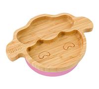 bamboo bamboo Assiette bébé et Assiette enfant, Assiette succion pour Repas et Sevrage, Assiette agneau Bambou avec Succion sécurisée, pour Bébés dès 6 Mois (Agneau, Rose)