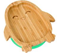 bamboo bamboo Assiette bébé et Assiette enfant, Assiette succion pour Repas et Sevrage, Assiette pingouin Bambou avec Succion sécurisée, pour Bébés dès 6 Mois (Pingouin, Vert)