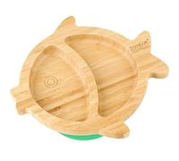 bamboo bamboo Assiette Bébé et Enfant pour Repas et Sevrage, Plat Poisson en Bamboo avec Ventouse Sécurisée dès 6 Mois (Poisson, Vert)