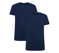 Bamboo Basics - T-shirt extra long pour homme (lot de 2) - Noir - Blanc - Velo - Col en V - Thermo - Perfect Fit, Soyeux et Hypoallergénique, Couleur : bleu, M