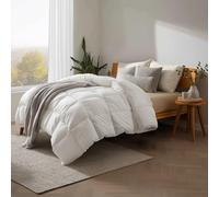 Bamboo Bay Couette Toutes Saisons pour Grand lit - Couette en Bambou 100% Bio - avec languettes d'angle - Couette Alternative Toutes Saisons en Duvet matelassé pour Grand lit, 228,6 x 238,6 cm, Blanc