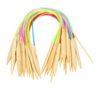 BAMBOO CIRCULAR NEEDLE KNITTING TOOL SET FLEXIBLE TUBE CONNECTION 18PCS FOR VARIOUS HANDICRAFTS (40cm)