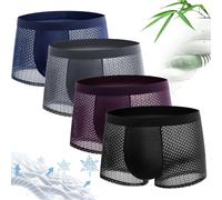Bamboo Fiber Boxer Briefs, Bamboo Boxer Briefs, Bamboo Cool Underwear for Men, Bamboo Fibre Boxer Shorts (FR/ES, Alpha/Lettres, TG, Taille Normale, Taille Normale, 4 Pcs)