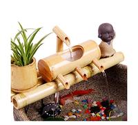 Bamboo Garden Zen Fontaine d'eau avec Pompe, intérieur/extérieur Ornements, 7,8 Pouces Base Ronde Plat, Lisse Split-résistant Bambou, Container Inclus Fontaine Interieur