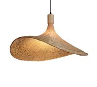 Bamboo Hat Light Natural Hand-Woven Light Fixture 1 Pack Bamboo Rattan - Large Bedroom Lights Beige Wicker Farmhouse Hanging Lamp For Living Room Bedroom Kitchen - 19.7''/50Cm