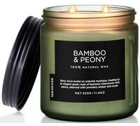 Bamboo & Peony Bougie parfumée à 2 mèches d'aromathérapie en pot d'aromathérapie 11,60 z, jusqu'à 70 heures, bougie en cire de soy naturelle, pour soulager le stress, bougie parfumée à la maison