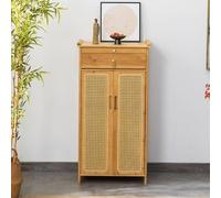 Bamboo Prayer Buddhist Niche Table with Storage, Personal Shrine Altar Table, Household Buddhist Cabinet with Drawer for Pooja and Incense Tribute(Walnut,80cm/31.4in)