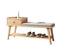 Bamboo Sea Banc de Rangement pour Chaussures Banc d'entrée en Bois Massif avec Rangement à Chaussures, étagère à Chaussures et tiroir Robustes(Natural Wood Color)