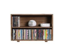 Bamboo Sea Support à CD Support de stockage de CD de bureau, vitrine de collection de disques Blu-ray, double couche en bois massif rétro