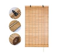 Bamboo Shades Bambo Roller Blind 【Custom】 Bamboo Blinds for Window Shutters 50-160cm Wide 85% Blackout Roller Blind Anti-UV for Bedroom Garden Deck Patio Retro Bamboo Curtains Easy to Install