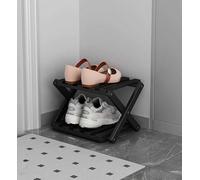 Bamboo Shoe Rack Foldable Wooden Shoes Storage Stand Slim Hallway Organizer No Assembly Vertical Space Saving Shoe Shelf for Entryway Living Room(Black,2 Floor)