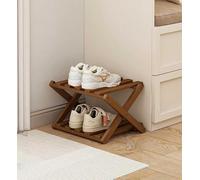 Bamboo Shoe Rack Foldable Wooden Shoes Storage Stand Slim Hallway Organizer No Assembly Vertical Space Saving Shoe Shelf for Entryway Living Room(Walnut Color,2 Floor)