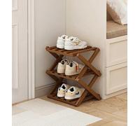 Bamboo Shoe Rack Foldable Wooden Shoes Storage Stand Slim Hallway Organizer No Assembly Vertical Space Saving Shoe Shelf for Entryway Living Room(Walnut Color,3 Floor)
