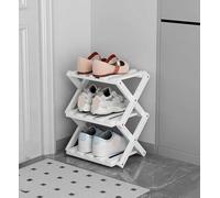 Bamboo Shoe Rack Foldable Wooden Shoes Storage Stand Slim Hallway Organizer No Assembly Vertical Space Saving Shoe Shelf for Entryway Living Room(White,3 Floor)