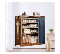 Bamboo Shoe Storage Cabinet with Cloth Curtain - Free Standing Entryway Shoe Rack for Hallway & Living Room, 90x29x70cm (Color: B) - Stylish & Functional Organizer