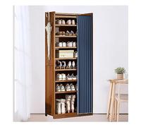 Bamboo Shoe Storage Cabinet with Cloth Curtain - Free Standing Entryway Shoe Rack for Hallway & Living Room, 90x29x70cm (Color: B) - Stylish & Functional Organizer