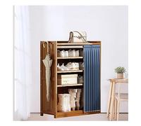 Bamboo Shoe Storage Cabinet with Cloth Curtain - Free Standing Entryway Shoe Rack for Hallway & Living Room, 90x29x70cm (Color: B) - Stylish & Functional Organizer