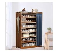 Bamboo Shoe Storage Cabinet with Cloth Curtain - Free Standing Entryway Shoe Rack for Hallway & Living Room, 90x29x70cm (Color: B) - Stylish & Functional Organizer