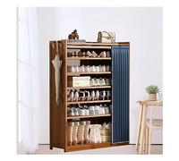 Bamboo Shoe Storage Cabinet with Cloth Curtain - Free Standing Entryway Shoe Rack for Hallway & Living Room, 90x29x70cm (Color: B) - Stylish & Functional Organizer