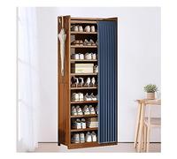 Bamboo Shoe Storage Cabinet with Cloth Curtain - Free Standing Entryway Shoe Rack for Hallway & Living Room, 90x29x70cm (Color: B) - Stylish & Functional Organizer