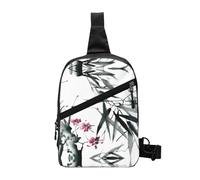 Bamboo Stems Cherry Sac à bandoulière pliable avec plusieurs poches, tissu polyester résistant à l'eau, sac de voyage compact