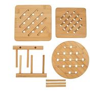 Bamboo Tablemats 3 Pack with Holder | Slip - Proof Placemats for