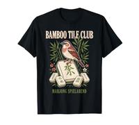 Bamboo Tile Club Soirée Mahjong Oiseau Rétro T-Shirt
