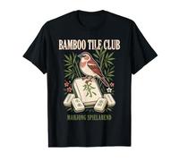 Bamboo Tile Club Soirée Mahjong Oiseau Rétro T-Shirt Graphique avec Valeur